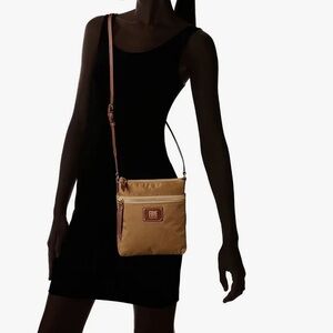 New FRYE Crossbody Bag Ivy Nylon With Leather Trim Tan/Khaki NWT